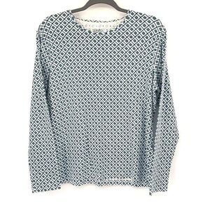 Croft & Borrow Classic Tee Blue Green Diamond Pattern Size Medium